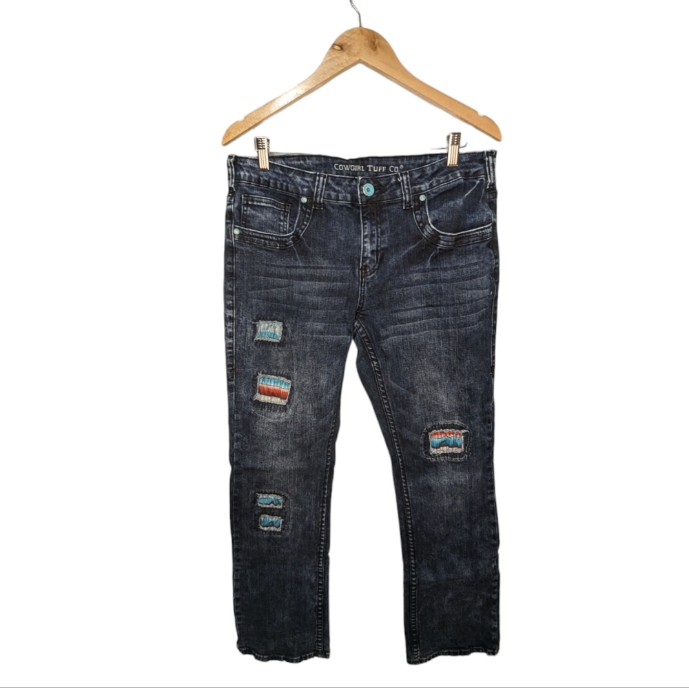 Cowgirl Tuff Serape Soul Patch Mid-rise Bootcut Dark Wash Jeans Size 33